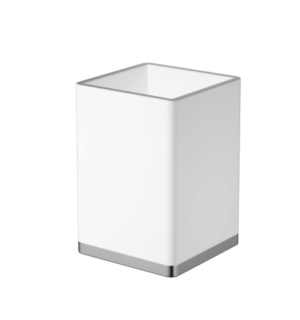 Стакан квадратный белый-хром 