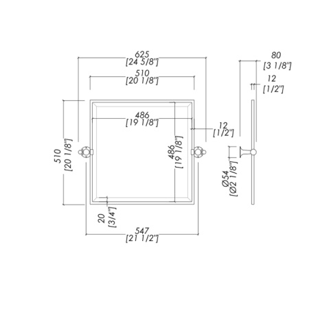 Devon New York Зеркало настенное поворотное 62,5хh51см, цвет хром 