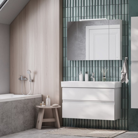 Roca OLETA Тумба подвесная 961х374х548 мм. для раковины 1000 мм, с 2 ящиками, белый глянец 