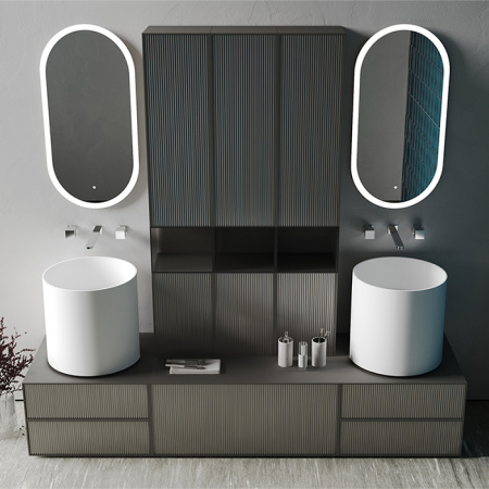 SALINI Зеркало для ванны ARMONIA  450×900х25мм., фоновая и фронтальная подсветка 3в1 , сенсор движения включения подсветки , крепления, без подогрева 