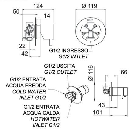 Смеситель термостатический для душа Remer Elegance NT95C 