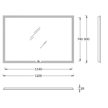 Kerama Marazzi Зеркало MIO прямоугольное с диммером 120, белое 