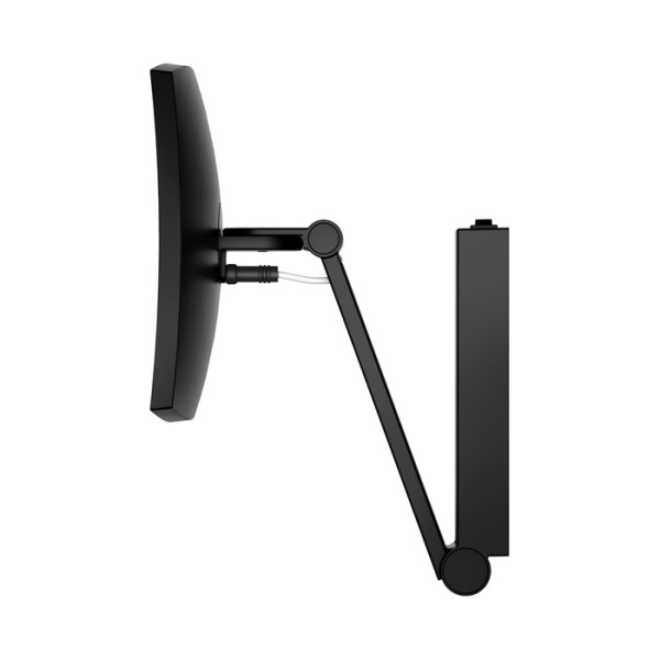 Keuco iLook_move Косметич. зеркало с подсветкой, с рычажным выкл., 200x200мм, IP 24, настенное, 3ой рычаг, увеличение x5 цвет: черный матовый 