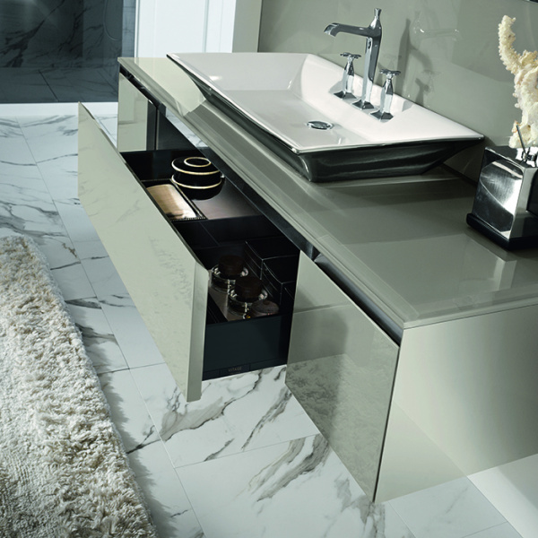 VITAGE milldue edition Four Seasons Тумба под раковину 1808х555х354 мм., 3 ящика, 2 боковые стенки, профиль сталь, цвет глянцевый Agata 