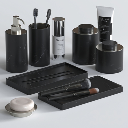 Bertocci Carrarino Стакан настольный, цвет черный мрамор/черный матовый 