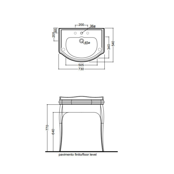 KERASAN Retro 73, раковина 73*54см с 1 отв. под смеситель, цвет: белый 