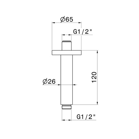 Newform Head Showers Душевой кронштейн потолочный закругленный  из латуни длиной 120 мм, цвет: черный матовый 