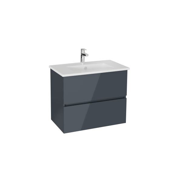 Тумба с раковиной для ванной VitrA Mia Plus Square 80 см антрацит глянец МДФ 