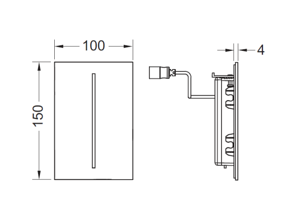 TECE TECEfilo Панель  смыва  электронная для писсуара 100х150х4 мм, нерж. сталь (сатин) покрытие против отпеч пальцев, питание от батарейки. 