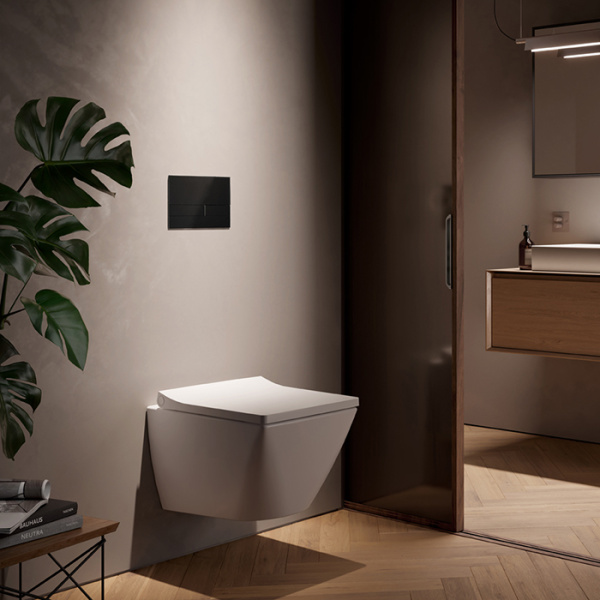 TECEspring square Панель смыва, стекло черное сатинированное 