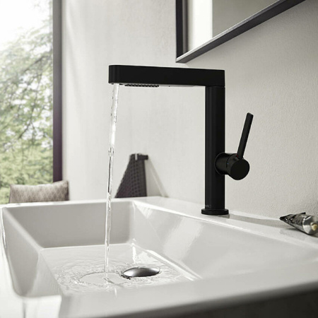 HG Finoris Смеситель для раковины, однорычажный, 230 с вытяжным душем 2jet, со сливным клапаном Push-Open, цвет матовый черный 