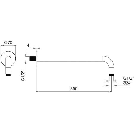 Almar ROUND Кронштейн из стены круглый, 350 мм, круглый отражатель, High Brass Brushed PVD 