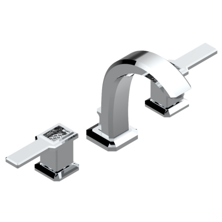 THG METROPOLIS CRISTAL CLAIR A MANETTES Смеситель для раковины на 3 отверстия, с донным клапаном, цвет хром 