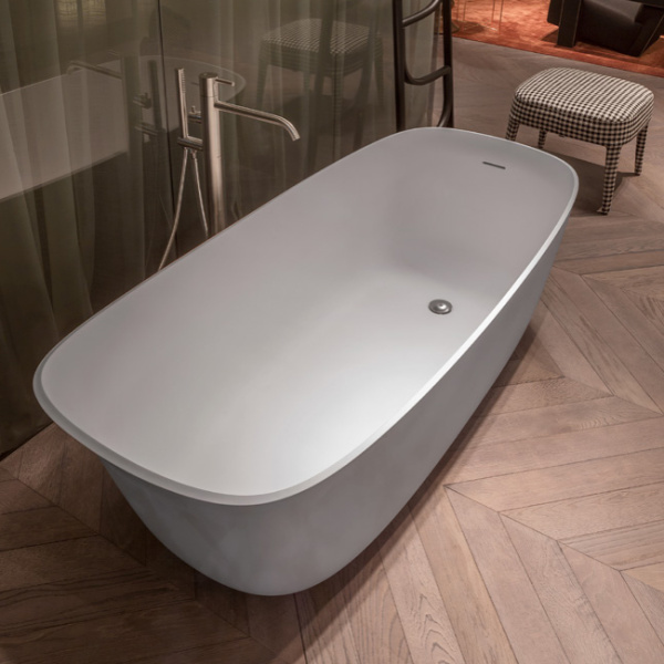 ANTONIO LUPI DAFNE Ванна отдельностоящая 1700х716х560 мм., с донным клапаном (белый матовый), сифоном и гибким шлангом, Cristalplant, цвет белый 