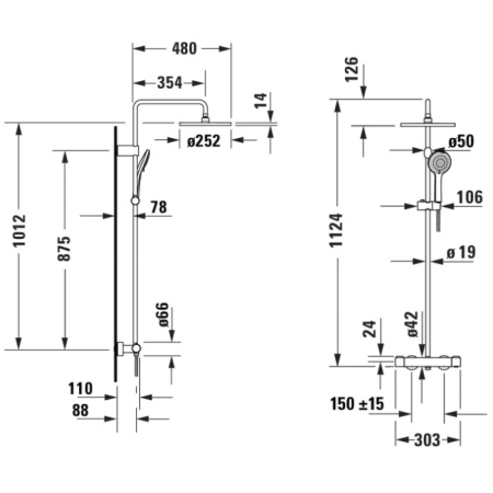 Duravit Shower Systems Душевая система в комплекте с термостатическим смесителем (чёрный матовый) 