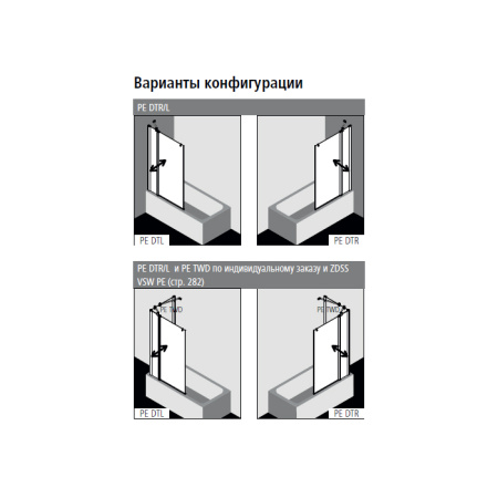 KERMI Pega Шторка на ванну 109-111.5хh150см, крепление справа, черный soft , стекло прозрачное 