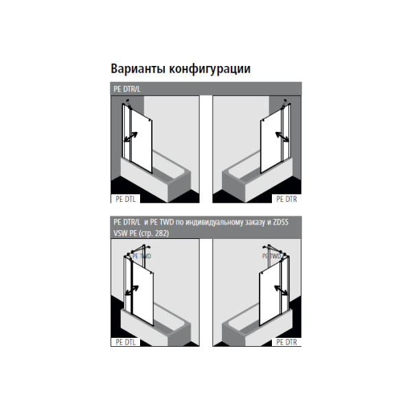 KERMI Pega Шторка на ванну 109-111.5хh150см, крепление справа, черный soft , стекло прозрачное 