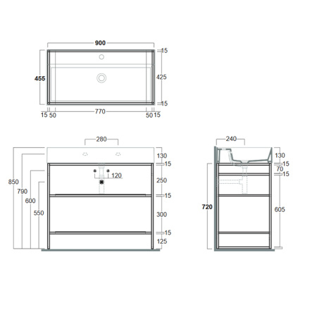 SIMAS AGILE Структура металлическая 91x46xh72 см, напольная, для раковины AG91, с 2 полками, цвет черный матовый 