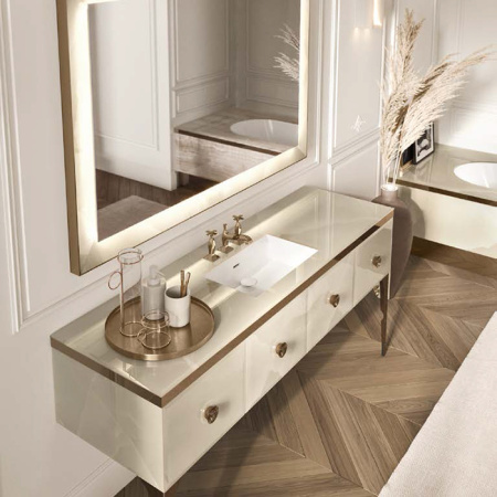 VITAGE milldue edition PANAMA 47 Раковина 580х350х152 мм., встраиваемая снизу, без отверстий для смесителя, керамика, цвет белый глянцевый 