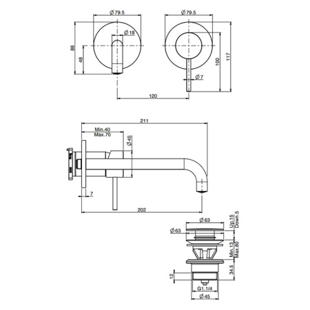 Fima Carlo Frattini Spillo Up Cмеситель для раковины, встраиваемый, излив: см., цвет: золото 