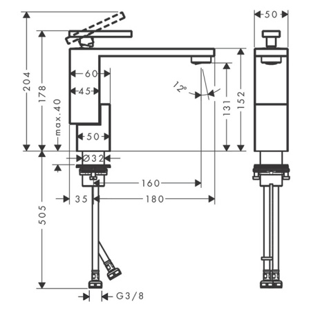 AX Edge Смеситель для раковины 130, на 1 отв., с push/open донным клапаном , излив 160мм, цвет: хром 