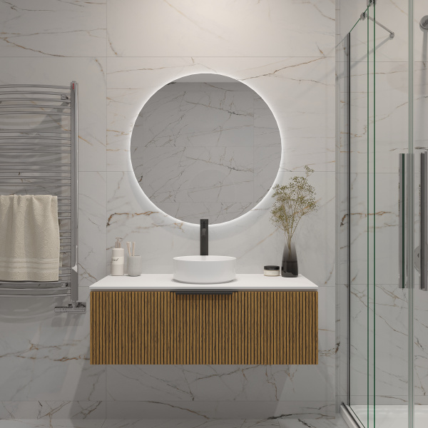 Тумба под раковину/столешницу Кито, Белый/Тростник 80 