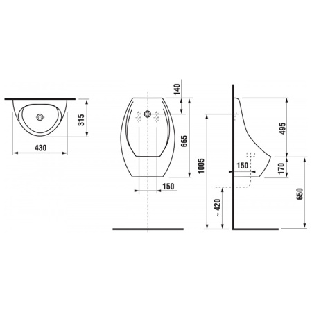 Roca ACCESS Писсуар с ИК сенсором задний подвод воды (ZRU9310181) 