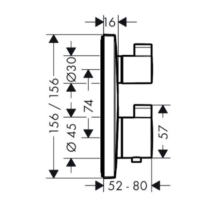 HG Ecostat Square Встраиваемый термостат для душа, 2 источника (внешняя часть), цвет: хром 