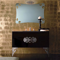 Eurolegno Glamour Комплект мебели, с черной раковиной, зеркалом, ножками, светильником, 120см, Цвет: черный/хром