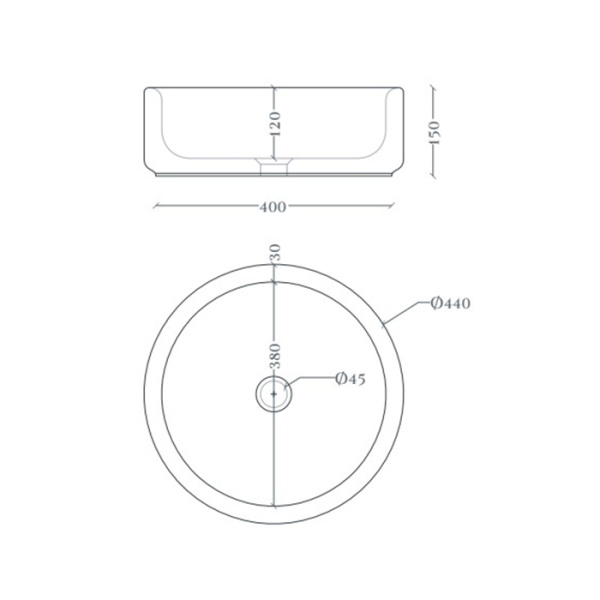 Artceram WONDER 60 Раковина накладная D44 см, без отв под смеситель, цвет белый + покр SANIGLAZE 