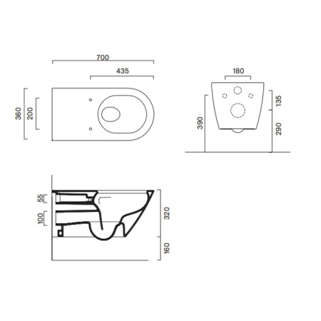 Catalano Comfort Унитаз подвесной 70x37, безободковый, смыв Tornado, покрытие Cataglaze+, цвет белый глянцевый (для маломобильных групп) 