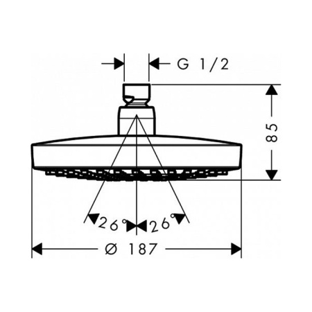 HG Raindance Select S Верхний душ d180мм, 2jet (Rain, IntenseRain), шарнирное соединение, G1/2, цвет: белый/хром 