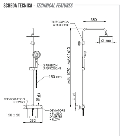Душевая система термостатическая Remer Elegance EQ32A8MPMD30 