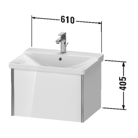 Duravit P3 Comforts Раковина  для мебели, с перел., с 1 отв. под смес., вкл. заглушку для перелива, хром, 650x500мм, Цвет: Белый 