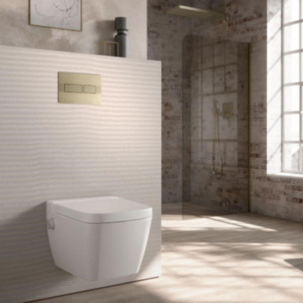 TECEsolid. Панель смыва  с двойной системой смыва для унитаза, цвет никель с текстурой линии 