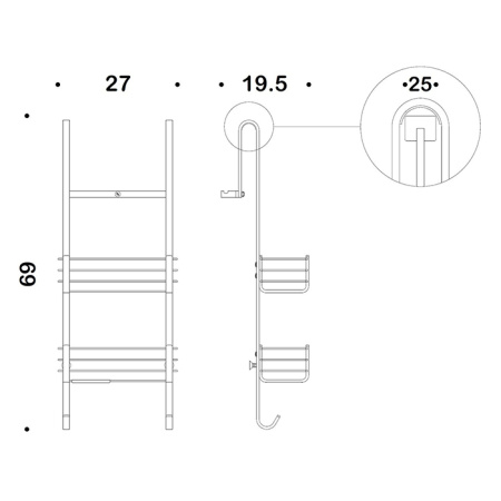Colombo Complementi Металлическая полочка, на сеткляную дверцу, цвет: чёрный матовый 