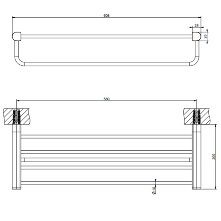 GESSI Rilievo Полка с полотенцедержателем, 60 см, цвет: хром 