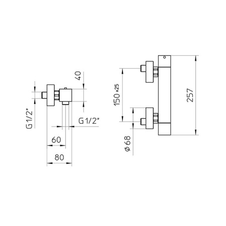 Bossini Cube Tермостат для душа, наружный, 1 выход  1/2', цвет: черньій матовьій 