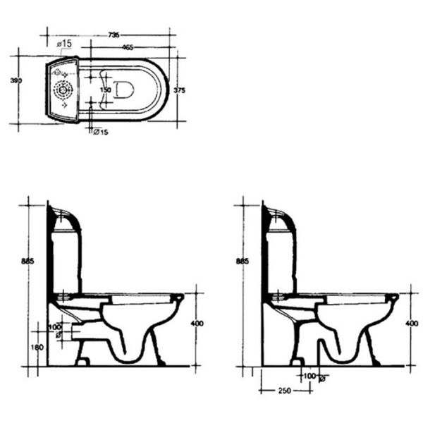 Ceramica Althea ROSE бачок для унитаза моноблока,155*390*445 белый 