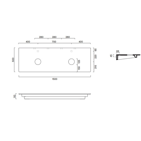 Catalano Столешница керамическая 150x50 , под две раковины, цвет Cemento Satinato 