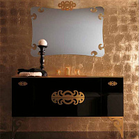 Eurolegno Glamour Комплект мебели с раковиной стеклянной цвета золото и зеркалом, 150см, Цвет: чёрный глянцевый