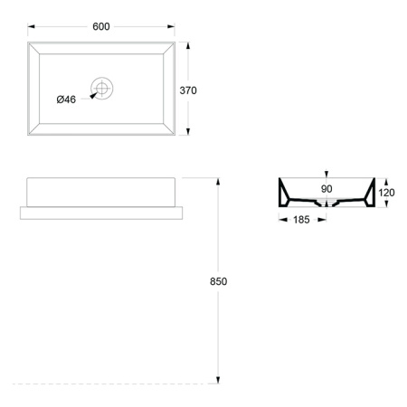 Alice Spy Раковина Rectangular 60x38хВ12, накладная, без отверстия под смеситель, белый матовый 