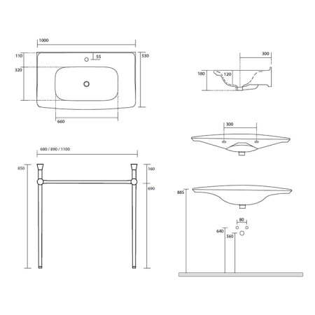 Kerasan  The New Yorker Раковина 100*53см, с 1 отв. под смеситель , цвет: черный матовый 