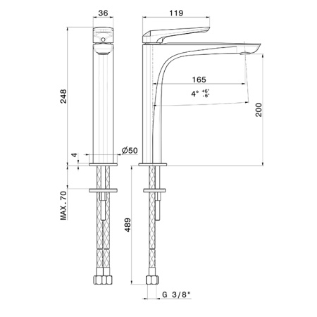 Newform Delta Zero Смеситель на раковину на 1 отв, излив 165 мм, цвет хром 