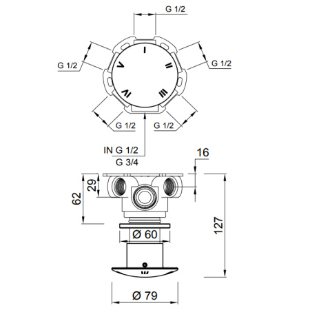 ANTONIO LUPI MAYDAY Переключатель на 2, 3, 4 или 5 положений, в комплекте со встраиваемой частью, матовая нержавеющая сталь 