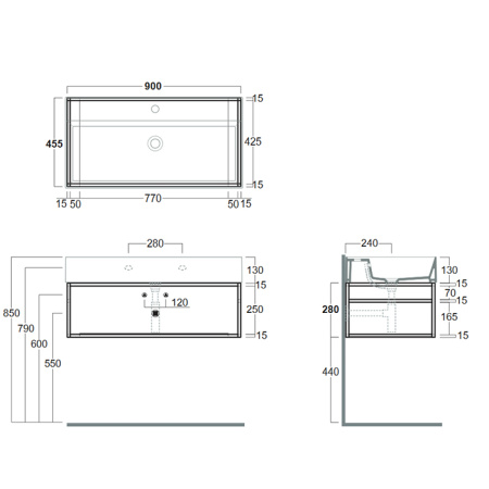SIMAS AGILE Структура металлическая 91x46xh28 см, подвесная, для раковины AG91, с 1 полкой, цвет черный матовый 