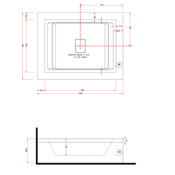 Treesse Fusion 230 Ванна  230x180xh67см, с гидромассажем, с фронт.панелью, хромотерапия по периметру LED, стабилизатор температуры воды, цвет: белый 