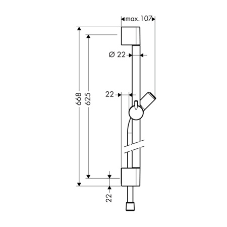 HG Unica Штанга для душа C, 65см со шлангом, цвет: хром 