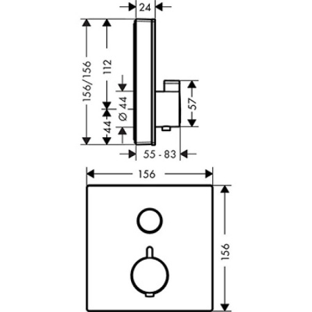 HG ShowerSelect Встраиваемый термостат для душа, 1 источник + кнопка для ручн.душа, (внешняя часть) стекло, цвет: белый/хром 