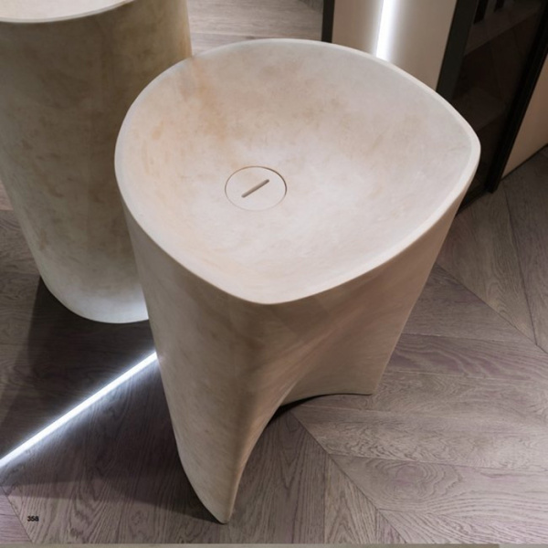 ANTONIO LUPI RILIEVO Раковина напольная 440х440х850 мм., слив в пол, с самотёчным донным клапаном (хром), сифоном и гибким шлангом, pietra Luna 